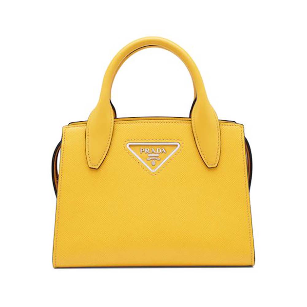 Prada Women Saffiano Leather Prada Kristen Handbag Yellow