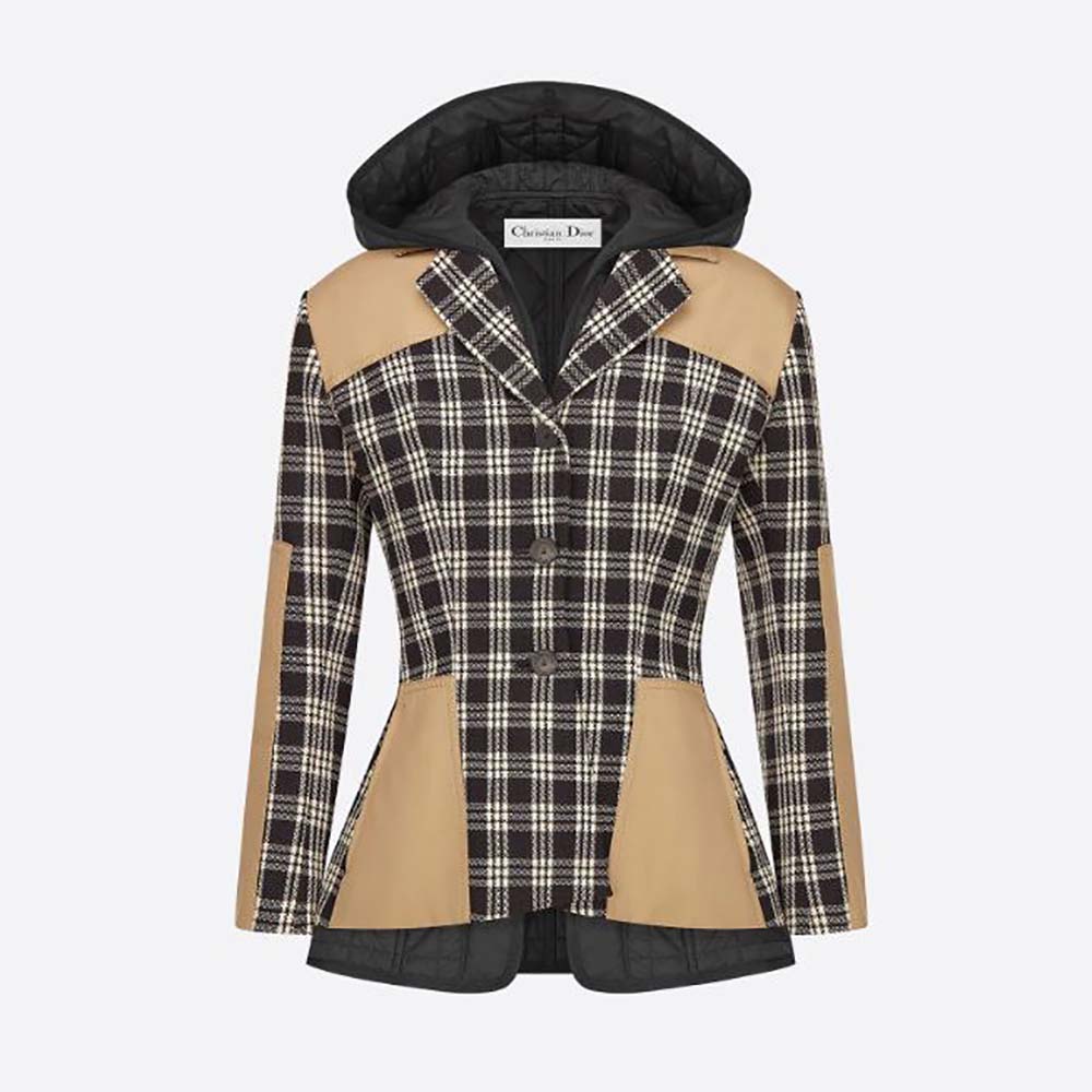 Dior Women 2 In 1 Jacket Black And White Check N Dior Wool