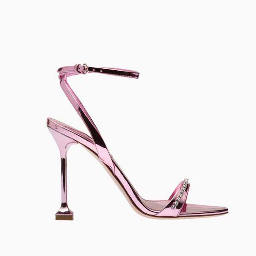 Miu Miu Women Metallic Leather Sandals Pink