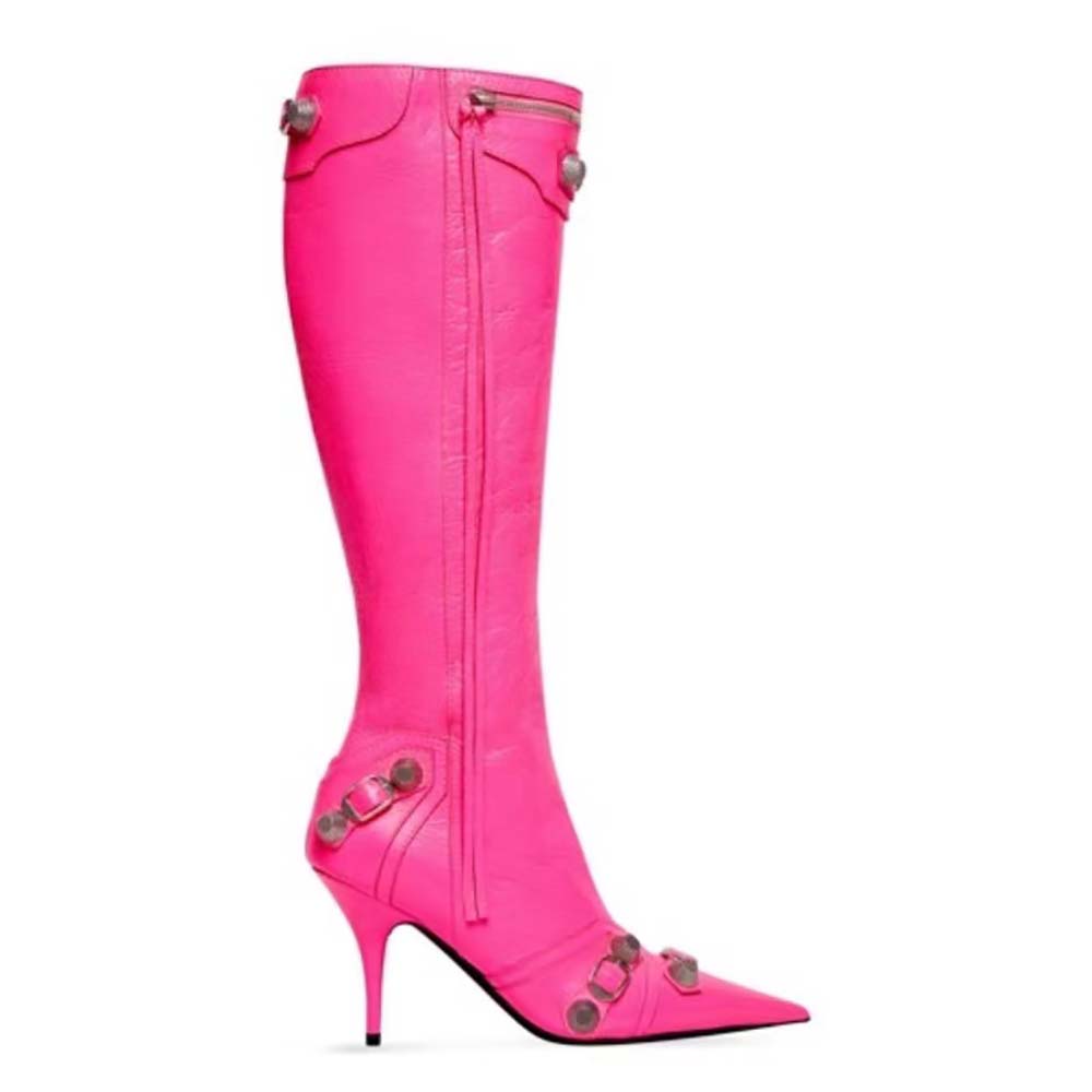 Balenciaga Women Cagole Mm Boot In Pink Arena Lambskin