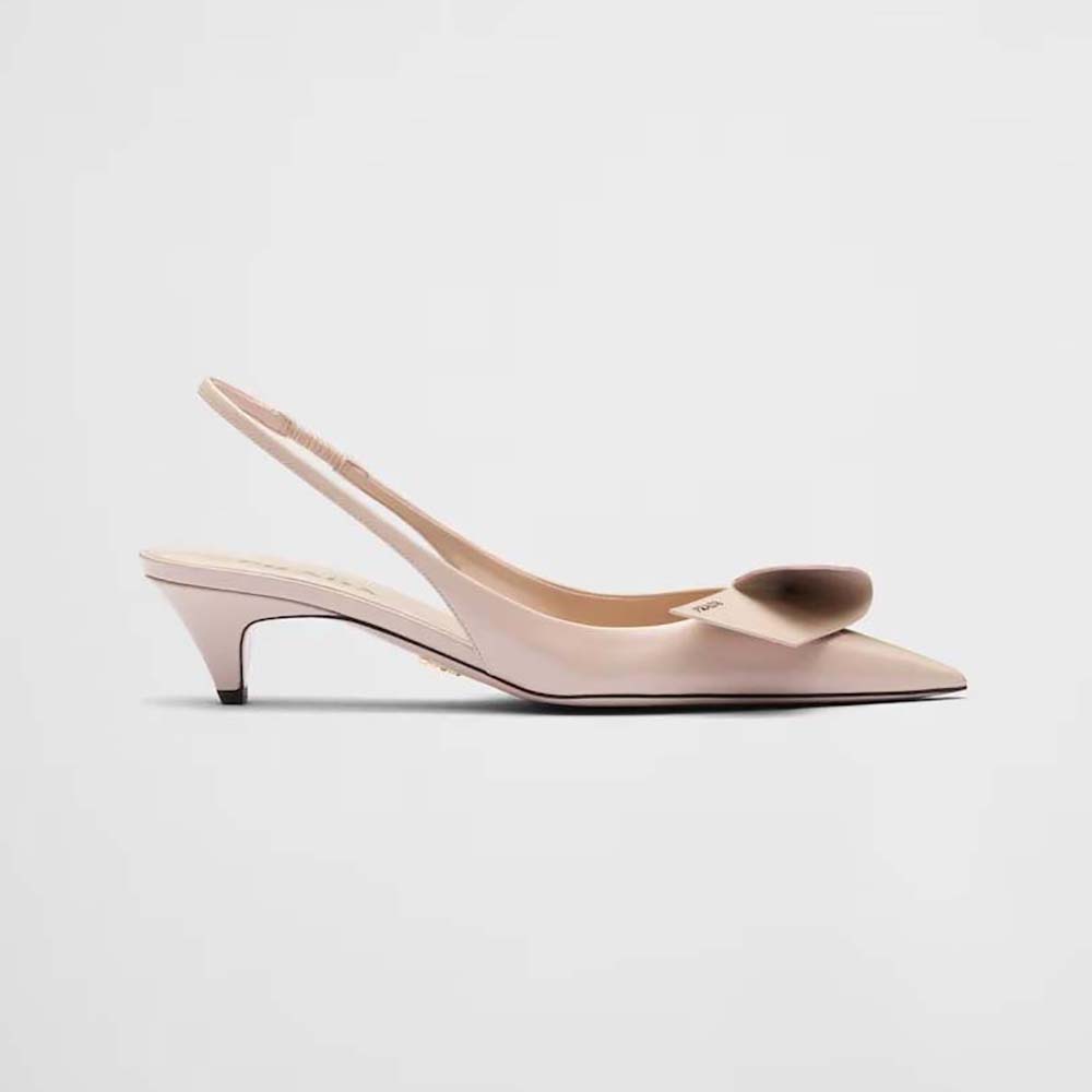 Prada Women Brushed Leather Slingback Pumps Pink