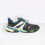Balenciaga Men Shoes Track Trainers in Black Mesh and Nylon-Green