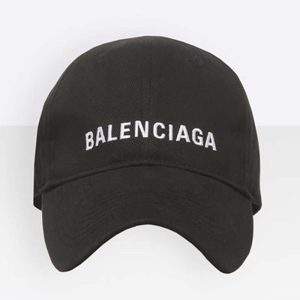 Balenciaga Unisex Classic Baseball Cap with Balenciaga Embroidered Logo-Black
