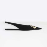 Balenciaga Women Shoes BB Slingback Velvet 5mm Heel-Black
