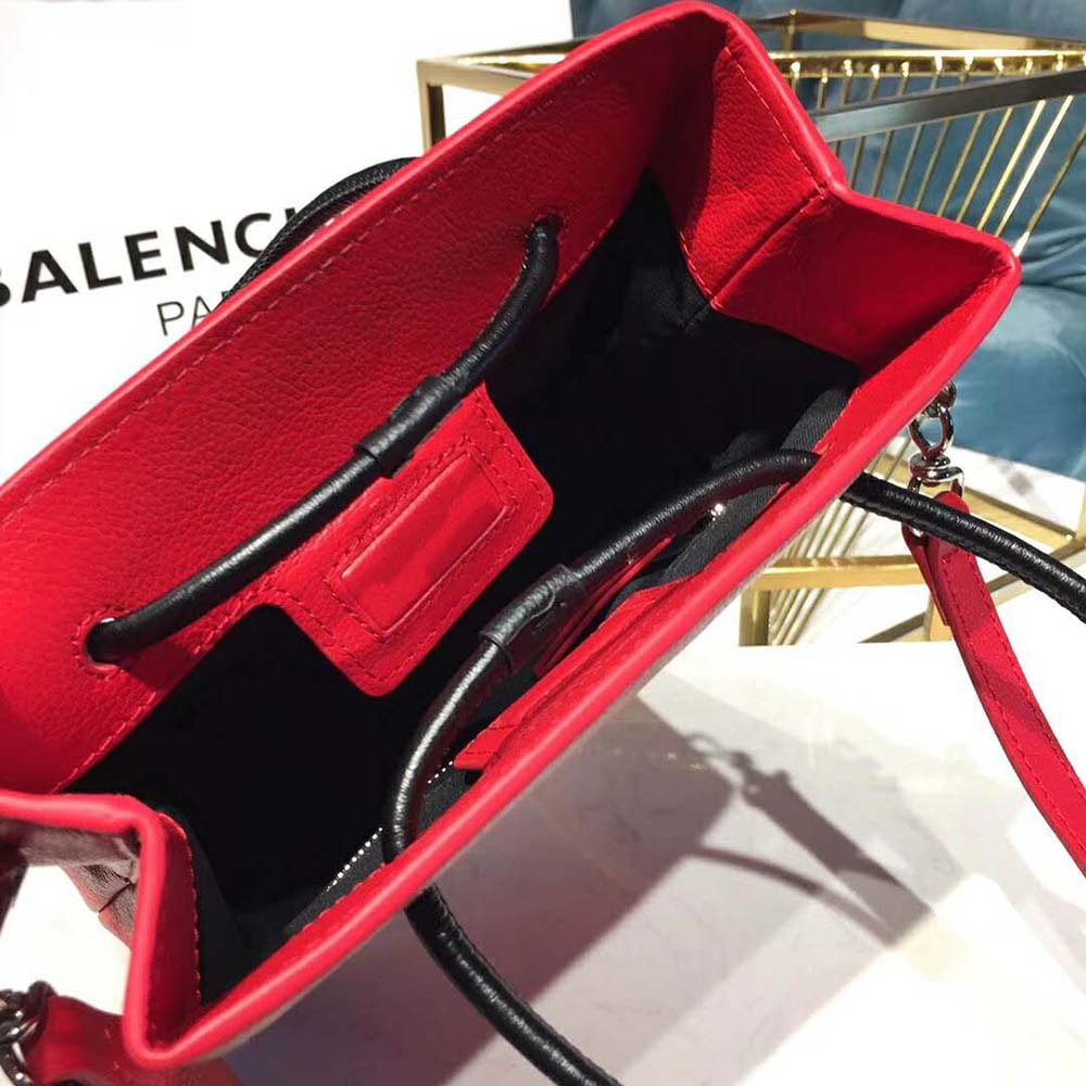 Balenciaga Women Shooping Tote XXS Small Natural Grain Calfskin-Red 5 Balenciaga Women Shooping Tote XXS Small Natural Grain Calfskin-Red - Image 5