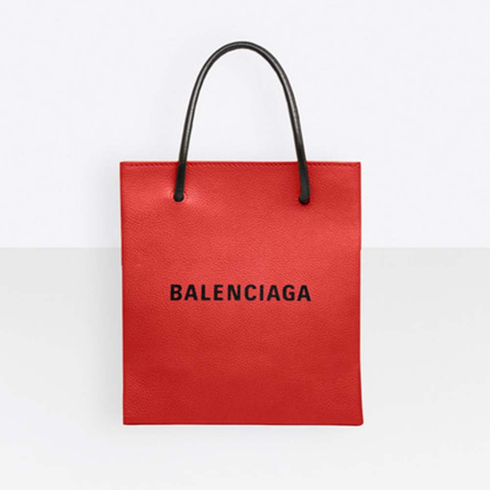 Balenciaga Women Shooping Tote XXS Small Natural Grain Calfskin-Red 1 Balenciaga Women Shooping Tote XXS Small Natural Grain Calfskin-Red