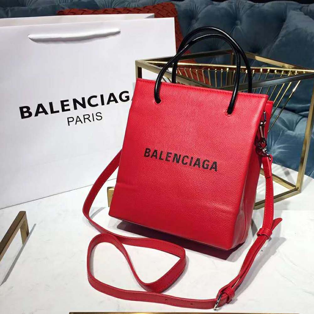 Balenciaga Women Shooping Tote XXS Small Natural Grain Calfskin-Red 3 Balenciaga Women Shooping Tote XXS Small Natural Grain Calfskin-Red - Image 3