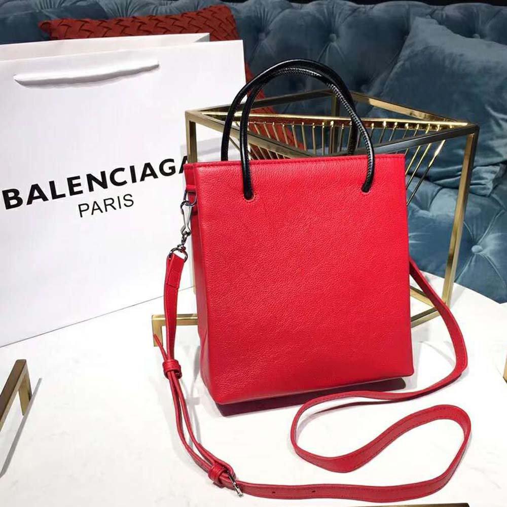 Balenciaga Women Shooping Tote XXS Small Natural Grain Calfskin-Red 4 Balenciaga Women Shooping Tote XXS Small Natural Grain Calfskin-Red - Image 4