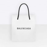 Balenciaga Women Shopping Tote XXS Bag in Calfskin Leather-White