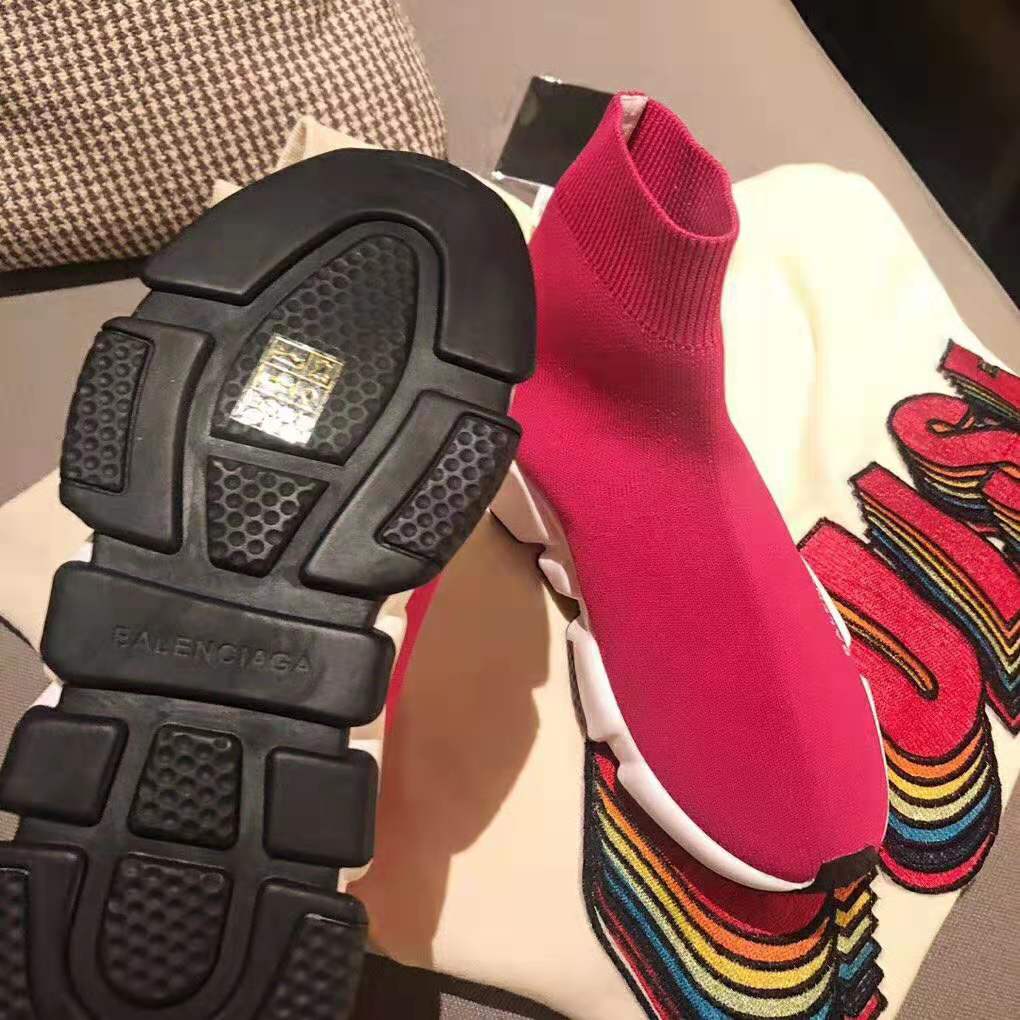 Balenciaga Women Speed Trainers in Knit and Balenciaga Logo-Rose 8 Balenciaga Women Speed Trainers in Knit and Balenciaga Logo-Rose - Image 9