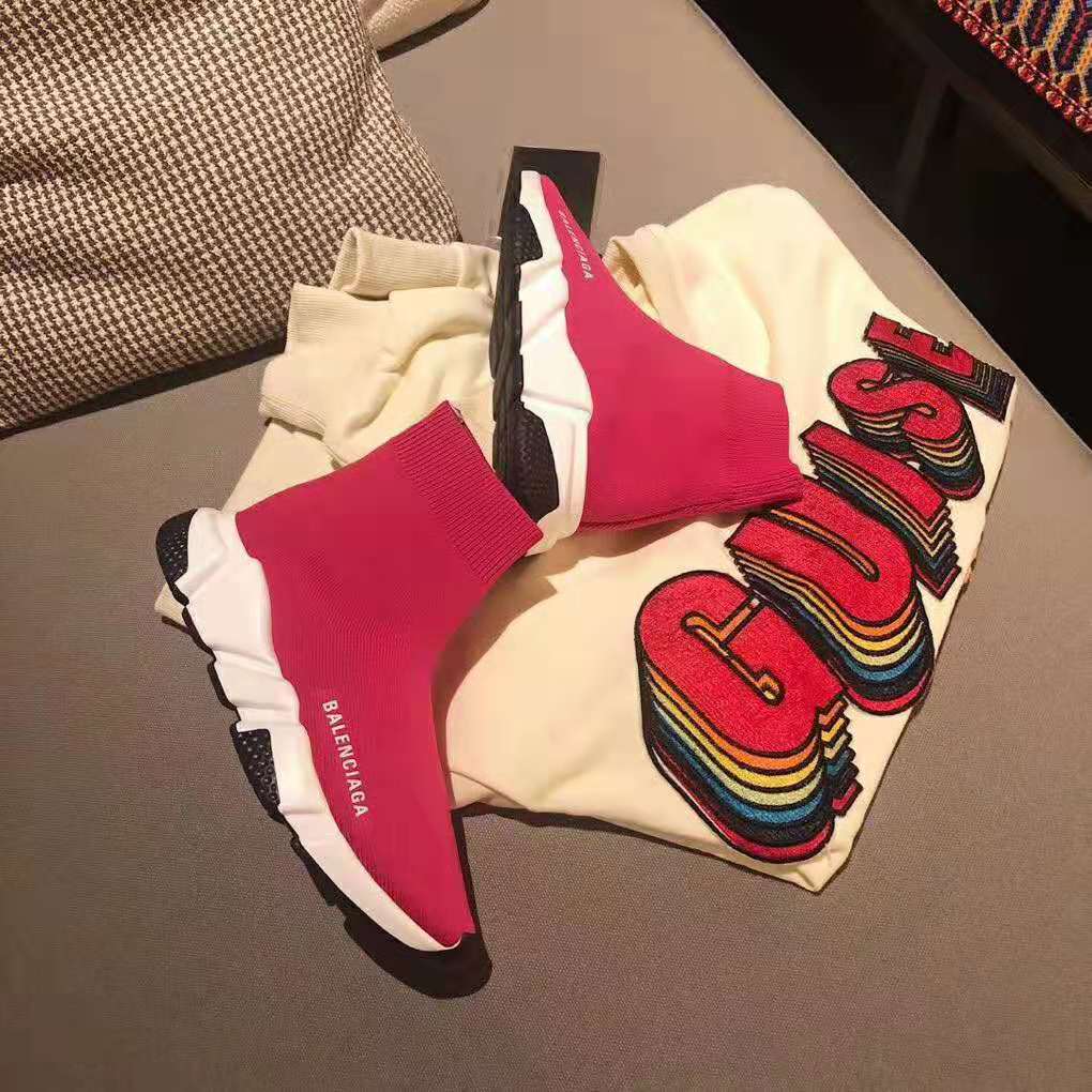 Balenciaga Women Speed Trainers in Knit and Balenciaga Logo-Rose 3 Balenciaga Women Speed Trainers in Knit and Balenciaga Logo-Rose - Image 3