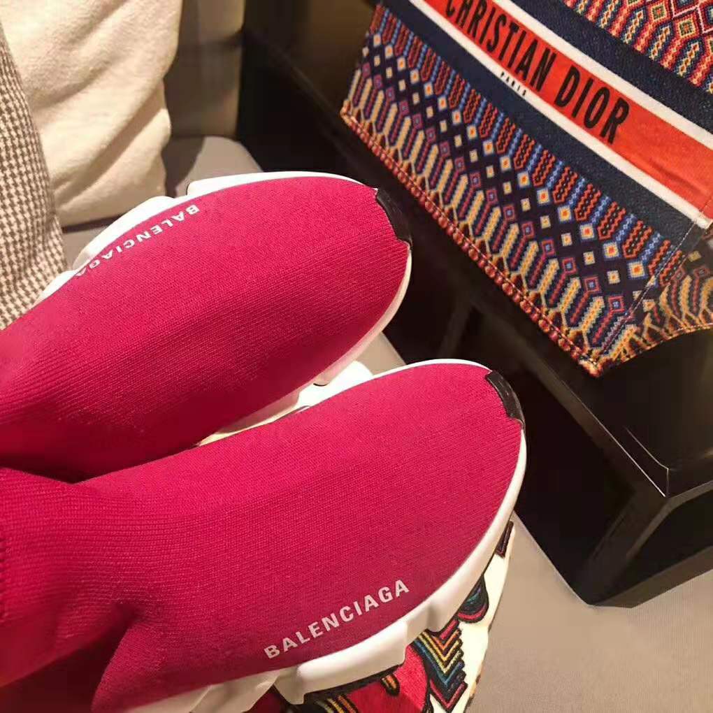 Balenciaga Women Speed Trainers in Knit and Balenciaga Logo-Rose 9 Balenciaga Women Speed Trainers in Knit and Balenciaga Logo-Rose - Image 10