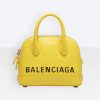 Balenciaga Women Ville Top Handle XXS Small Graffiti Calfskin-Yellow