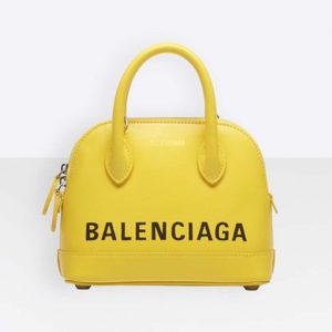 Balenciaga Women Ville Top Handle XXS Small Graffiti Calfskin-Yellow