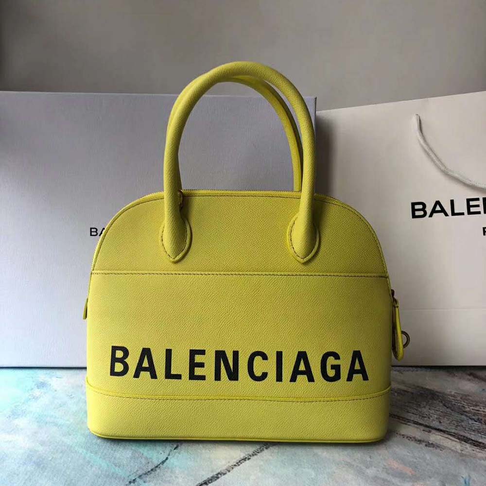 Balenciaga Women Ville Top Handle XXS Small Graffiti Calfskin-Yellow
