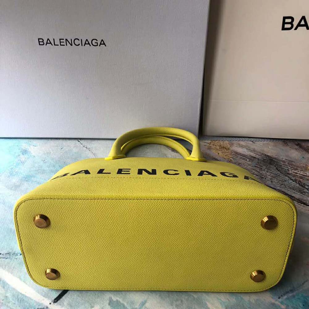 Balenciaga Women Ville Top Handle XXS Small Graffiti Calfskin-Yellow