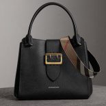 Burberry Medium Buckle Tote in Grainy Leather-Black