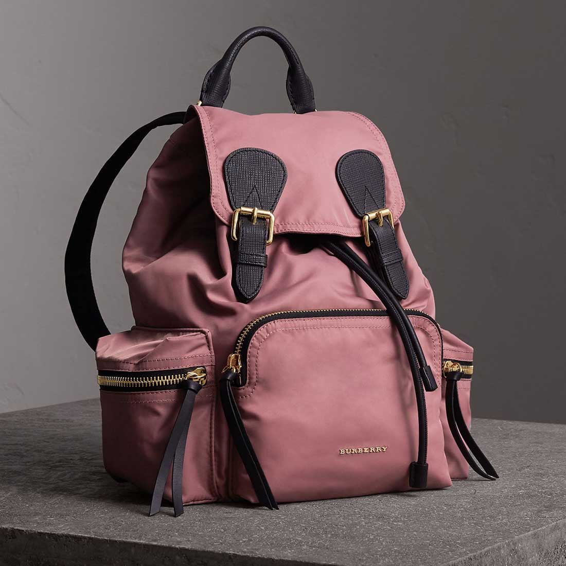 burberry the medium rucksack in technical nylon and leather