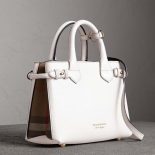 Burberry Small Banner Bag in Leather and House Check-White