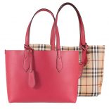 Burberry Women Embossed Leather Tote-Carmine