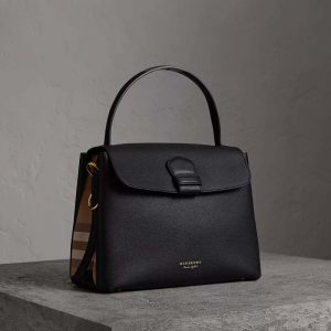 Medium grainy leather and house check tote bag burberry new arrivals