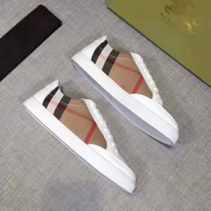 Check detail outlet leather sneakers burberry