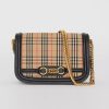 Burberry Women The 1983 Check Link Bag Leather Trim-Black
