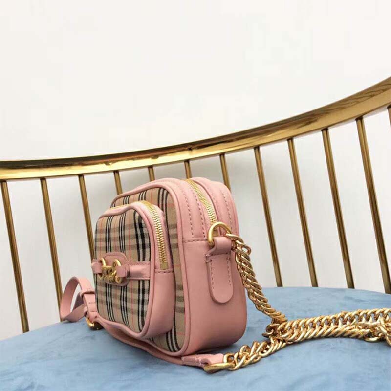 Burberry Chain Link Camera Bag Pink/Peach Crossbody Gold Vintage Check  Crossbody - A World Of Goods For You, LLC
