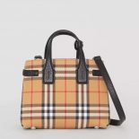 Burberry Women The Baby Banner in Vintage Check Leather-Brown