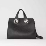 Burberry Women The Leather Crest Grommet Detail Tote-Black