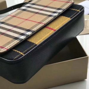 Burberry vintage check and leather wallet with detachable online strap