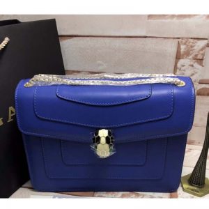 Bvlgari Navy Blue Leather Small Serpenti Forever Shoulder Bag