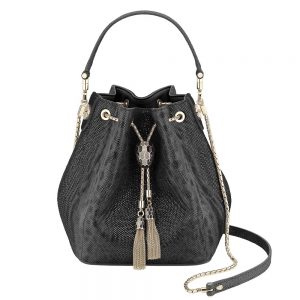 Bvlgari Serpenti Forever Bucket Python Leather Bag- Black 288112 - Handbags,  Serpenti Forever - Jomashop