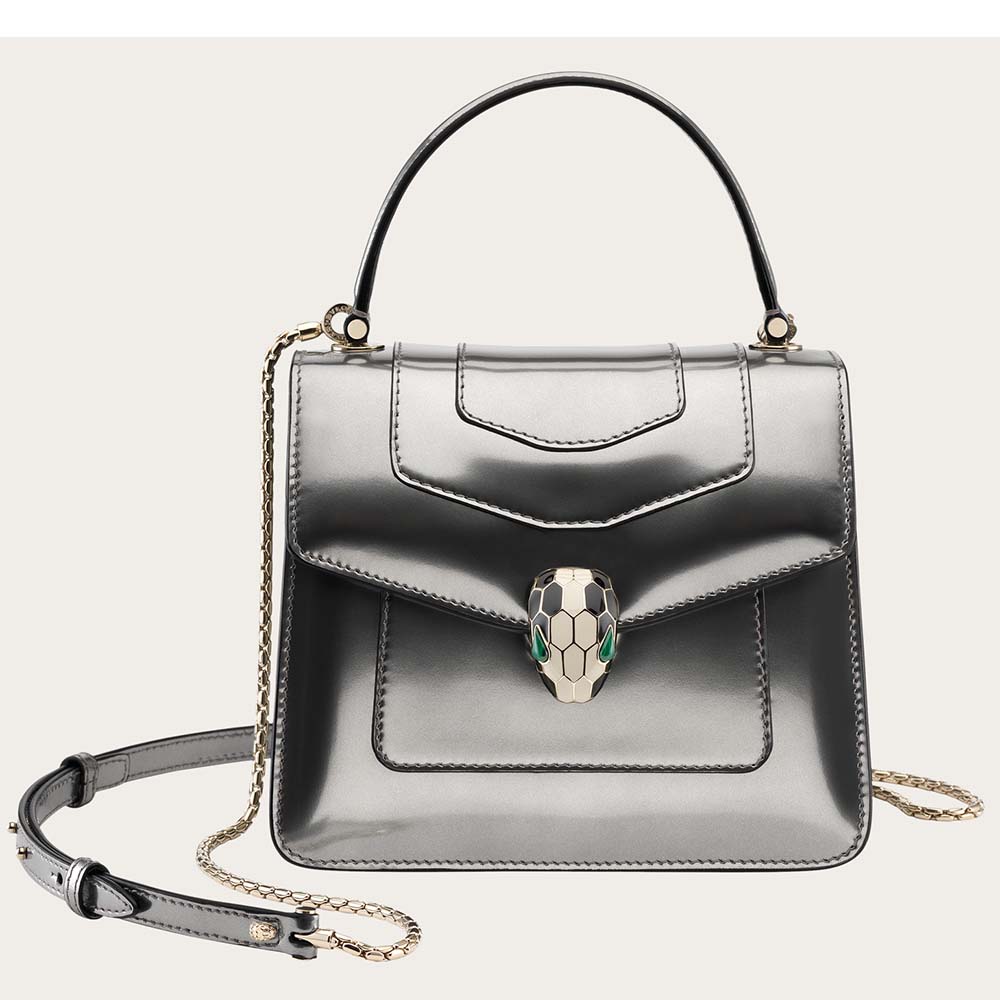 Serpenti handbag Bvlgari Silver in Fur - 34129214