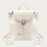Bvlgari Women Serpenti Hypnotic Medium Backpack In Quilted Nappa Leather-White
