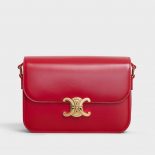 Celine Lady Medium Triomphe Bag in Shiny Calfskin-Red