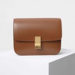 Celine Medium Classic Bag in Box Calfskin Leather-Brown
