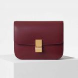 Celine Medium Classic Bag in Box Calfskin Leather-Maroon
