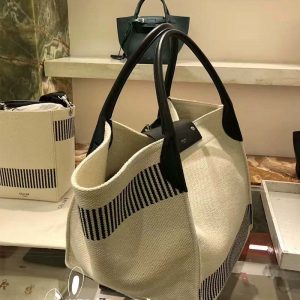 Celine Women Medium Big Bag in Textured Canvas White