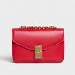 Celine Women Medium C Bag in Shiny Calfskin Leather-Red
