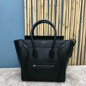 Celine Women Micro Luggage Handbag in Smooth Calfskin Black