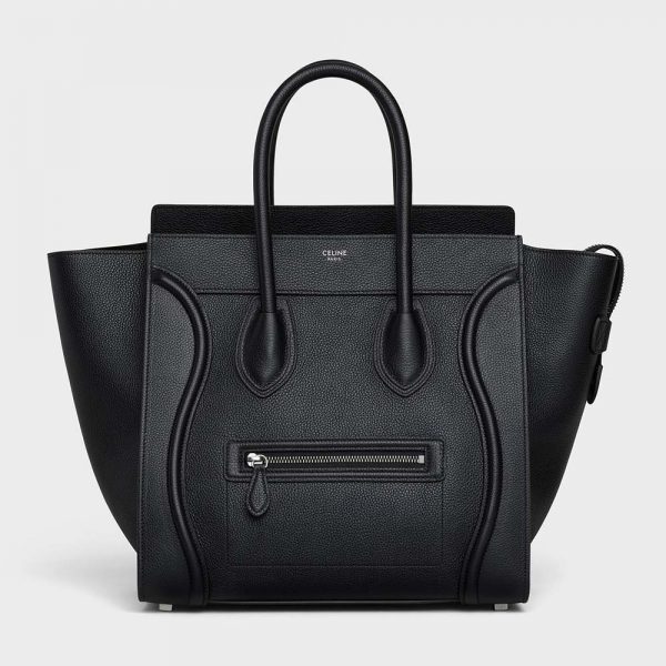 celine drummed calfskin mini luggage black