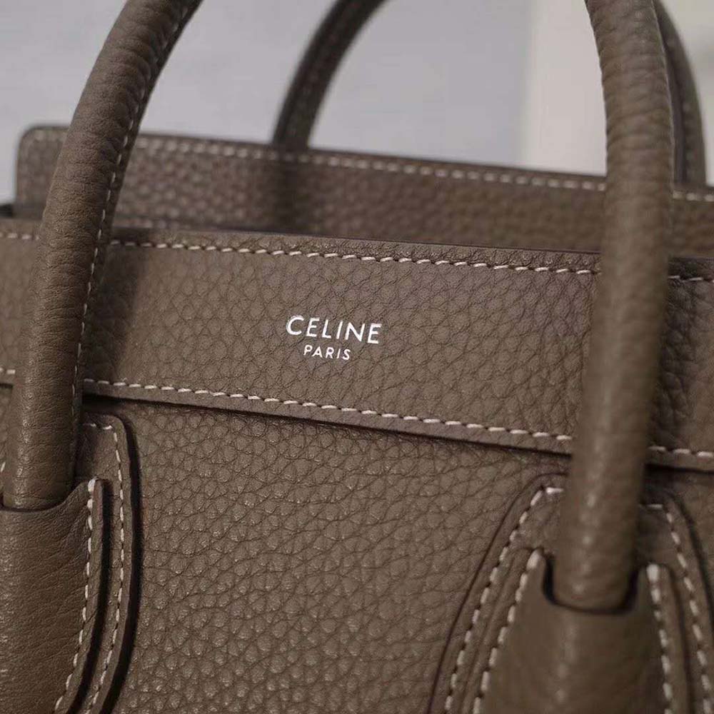 Celine Women Mini Luggage Handbag in Baby Drummed Calfskin-Brown 6 Celine Women Mini Luggage Handbag in Baby Drummed Calfskin-Brown - Image 6