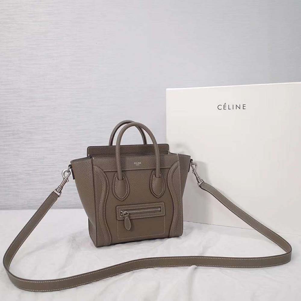 Celine Women Mini Luggage Handbag in Baby Drummed Calfskin-Brown 3 Celine Women Mini Luggage Handbag in Baby Drummed Calfskin-Brown - Image 3