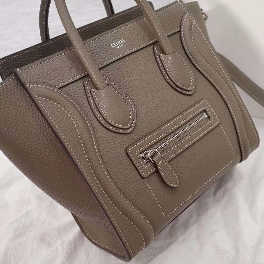 Celine Women Mini Luggage Handbag in Baby Drummed Calfskin-Brown 4 Celine Women Mini Luggage Handbag in Baby Drummed Calfskin-Brown - Image 4