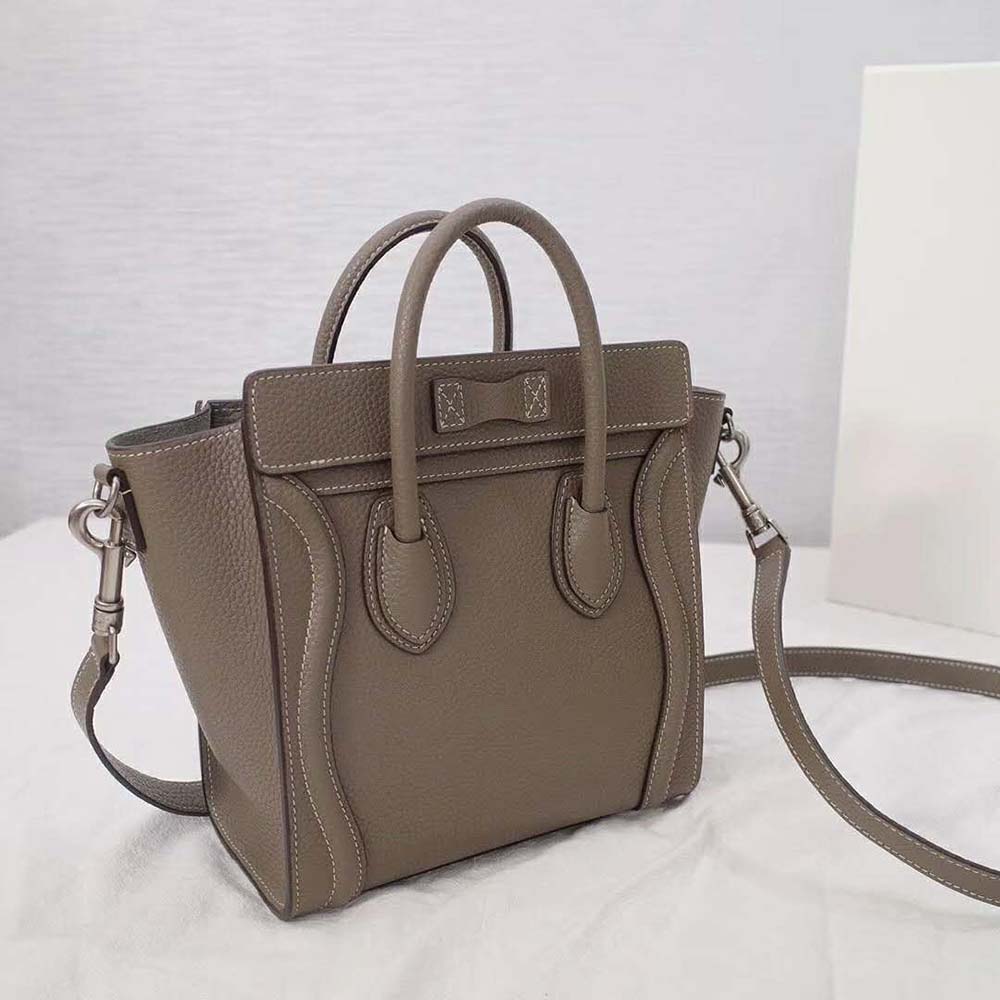 Celine Women Mini Luggage Handbag in Baby Drummed Calfskin-Brown 2 Celine Women Mini Luggage Handbag in Baby Drummed Calfskin-Brown - Image 2