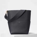 Celine Women Sangle Bucket bag in Soft Grained Calfskin-Black