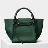 Celine Women Small Big Bag with Long Strap in Supple Grained Calfskin-Dark Green
