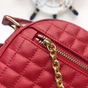 Celine Women Small C Charm Bag in Quilted Calfskin Red