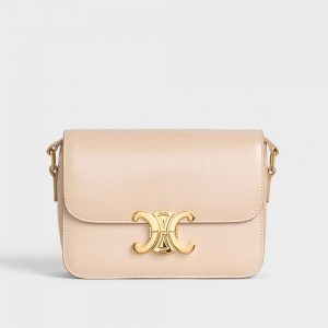 Celine Women Teen Triomphe Bag in Shiny Calfskin-Sandy